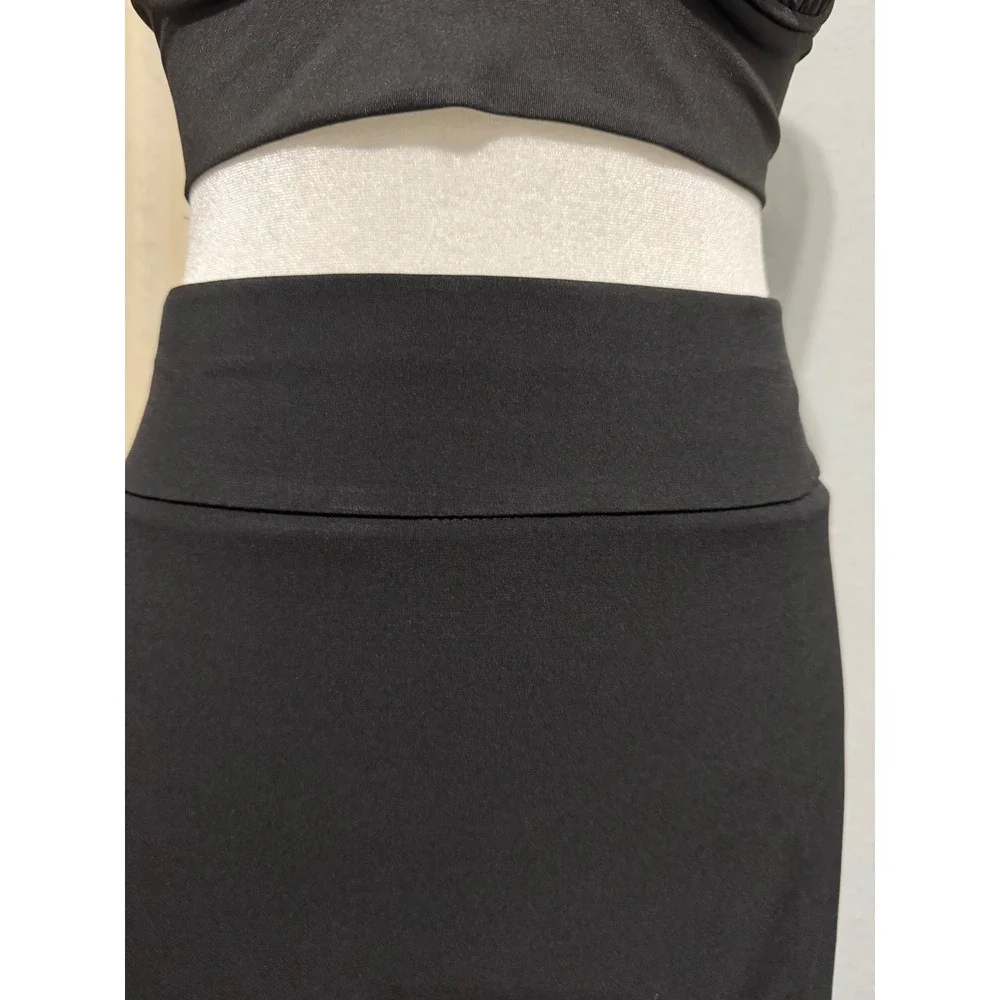 Lane Bryant Midi Skirt 22/24 Black Plus Pull On A-Line Stretch Jersey Whimsical